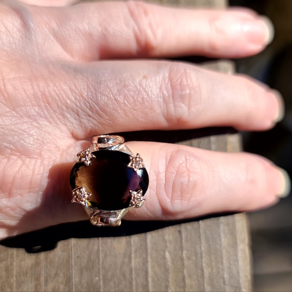 Sz 8 STUNNING large Smokey Lemon Quarts STAR rose gold findings - Picture 11 of 13